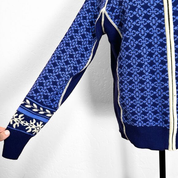 Women Merino Wool Fair Isle Sweater L Preppy Cabincore Lightweight Knit Sporty - Picture 3 of 10